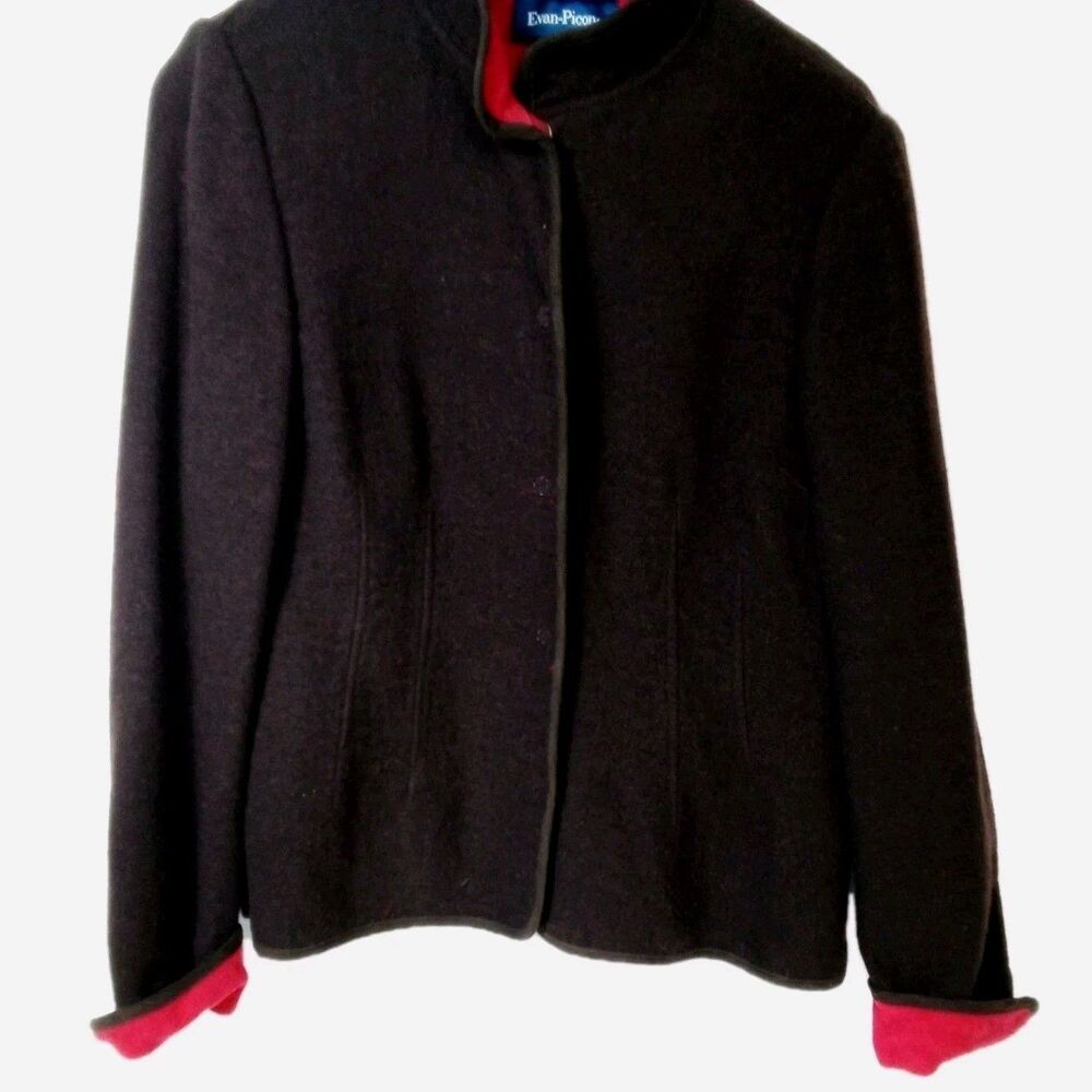 Women's Evan Picone Brown‎ W Red Accent  Jacket Size 12